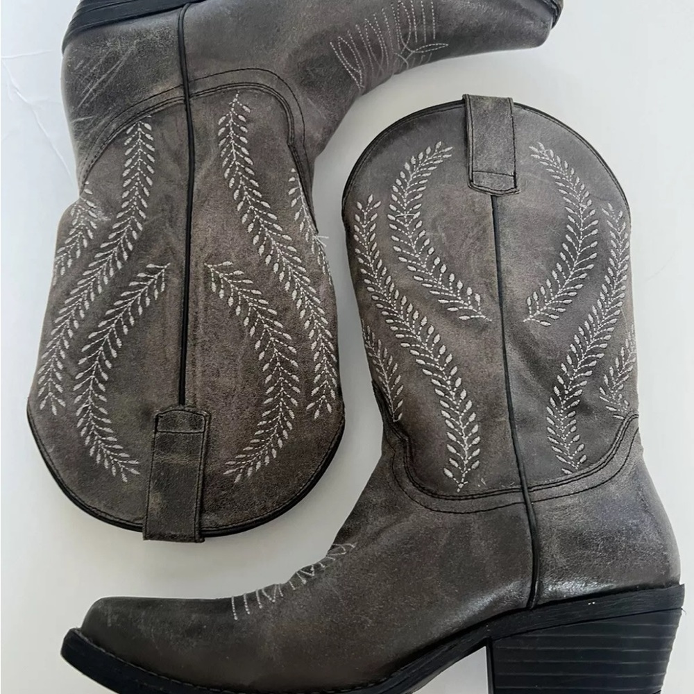 Sterling River Women's Gray Leather Cowboy Western Boots Size 7 Nashville - Picture 3 of 9